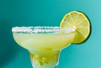 Margarita with salt rim and lime