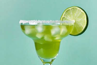 Margarita with salt rim and lime