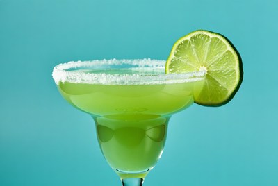 Margarita with salt rim and lime