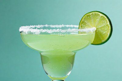Margarita with salt rim and lime