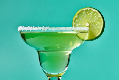 Margarita with salt rim and lime