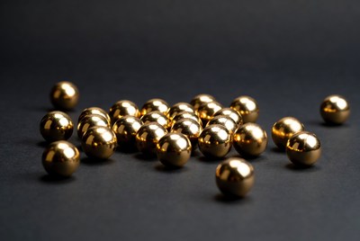 Pile of golden metallic balls