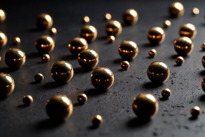 Shiny Gold Balls on Black Surface