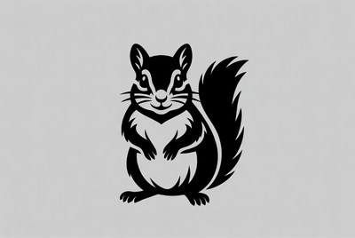 Cute black squirrel silhouette illustration