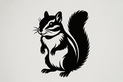 Black Silhouette Chipmunk Illustration
