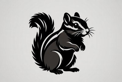 Black Silhouette Chipmunk Illustration