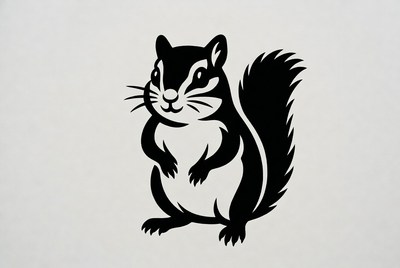 Cute black chipmunk silhouette illustration