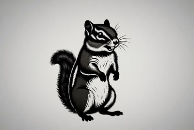 Black and white chipmunk illustration