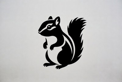 Black Silhouette Chipmunk Illustration