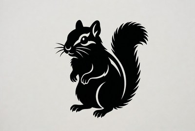 Black silhouette chipmunk illustration