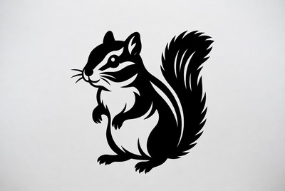 Black and white chipmunk illustration