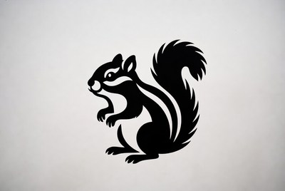 Black silhouette of cute squirrel