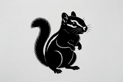 Black Silhouette Chipmunk Standing
