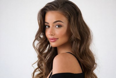 Beautiful woman with wavy brown hair