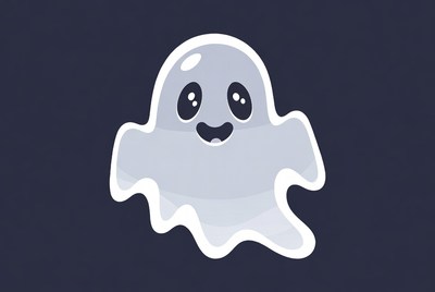Cute cartoon ghost smiling