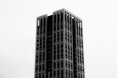 Modern High-Rise Building Black and White