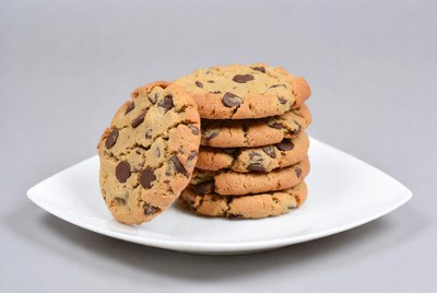 Stack of Chocolate Chip Cookies on Plate