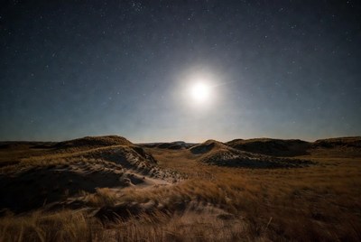 Full Moon Over Sandy Dunes