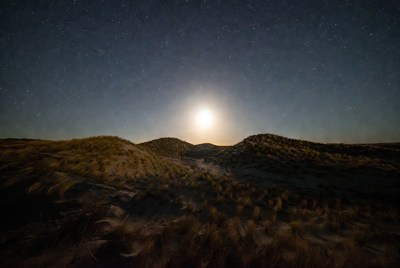 Full Moon Over Sand Dunes