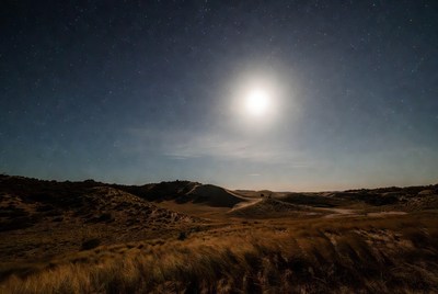Full Moon Over Sandy Dunes
