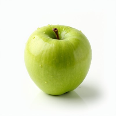 Fresh Green Apple with Water Droplets