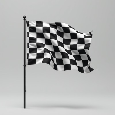 Waving Checkered Flag on Pole