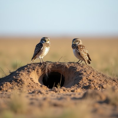 Two Burrowing Owls at Nest