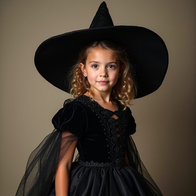 Girl in witch costume with hat