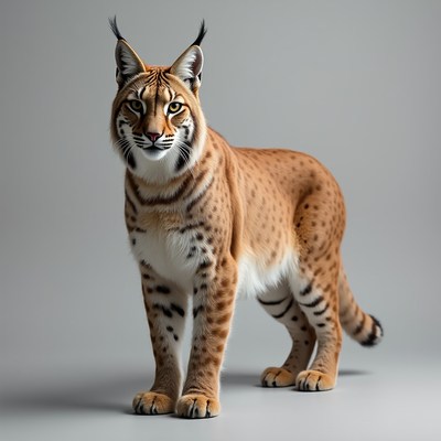 Lynx standing on gray background