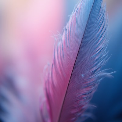 Pink and Blue Feather Closeup