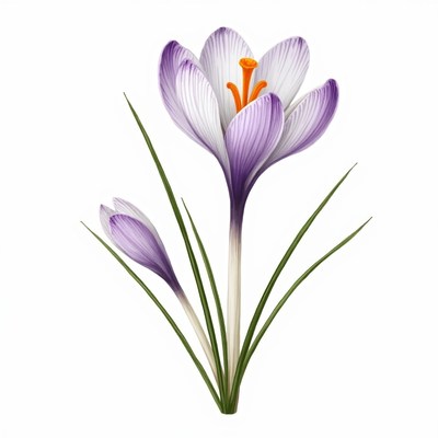 Purple crocus flowers illustration