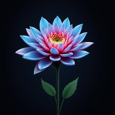 Glowing Blue Lotus Flower
