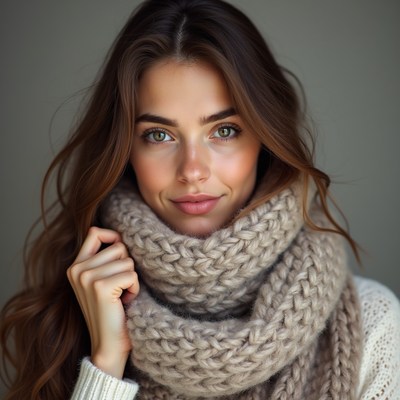 Woman with chunky knit scarf