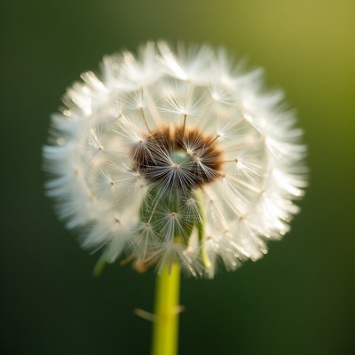 Closeup of fluffy white dandelion