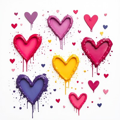 Colorful Dripping Hearts Illustration