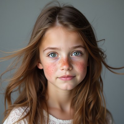 Girl with freckles and wavy hair