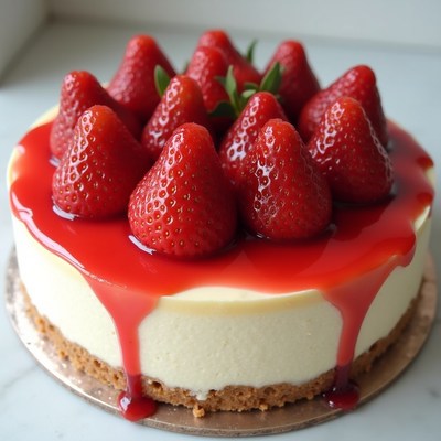 Strawberry Cheesecake with Red Glaze