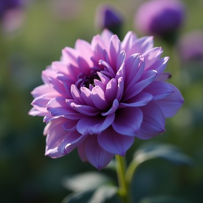 Purple Dahlia Flower in Garden