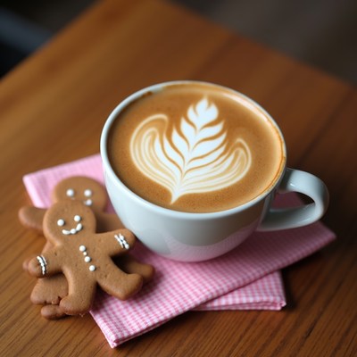 Latte with Gingerbread Man