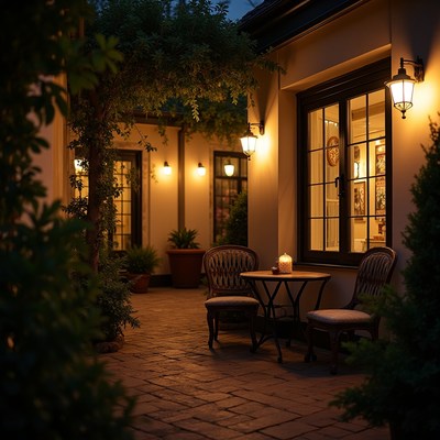 Cozy Outdoor Patio at Night