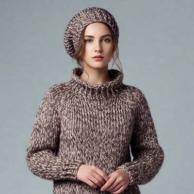 Woman wearing beret and knit sweater