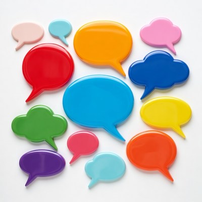 Colorful Speech Bubbles on White Background