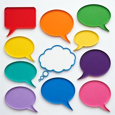 Colorful Speech Bubbles on White Background