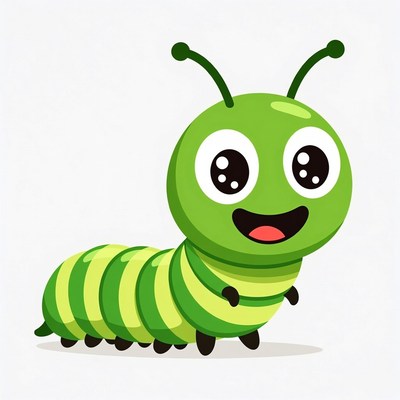 Cute green caterpillar illustration