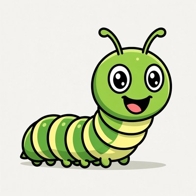 Cute green cartoon caterpillar