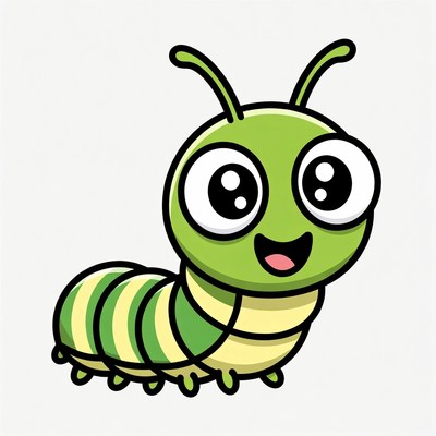 Cute green cartoon caterpillar