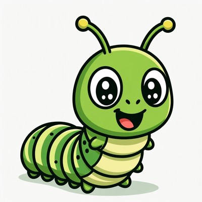 Cute green cartoon caterpillar