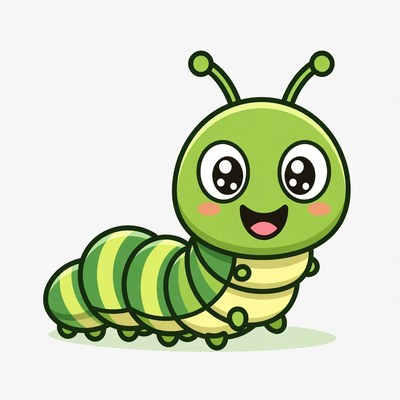 Cute green cartoon caterpillar