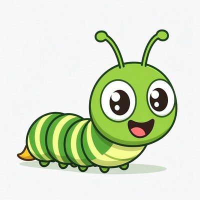 Cute cartoon green caterpillar