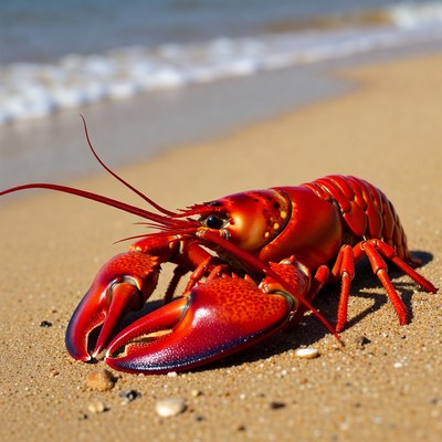 Red Lobster on Beach Sand